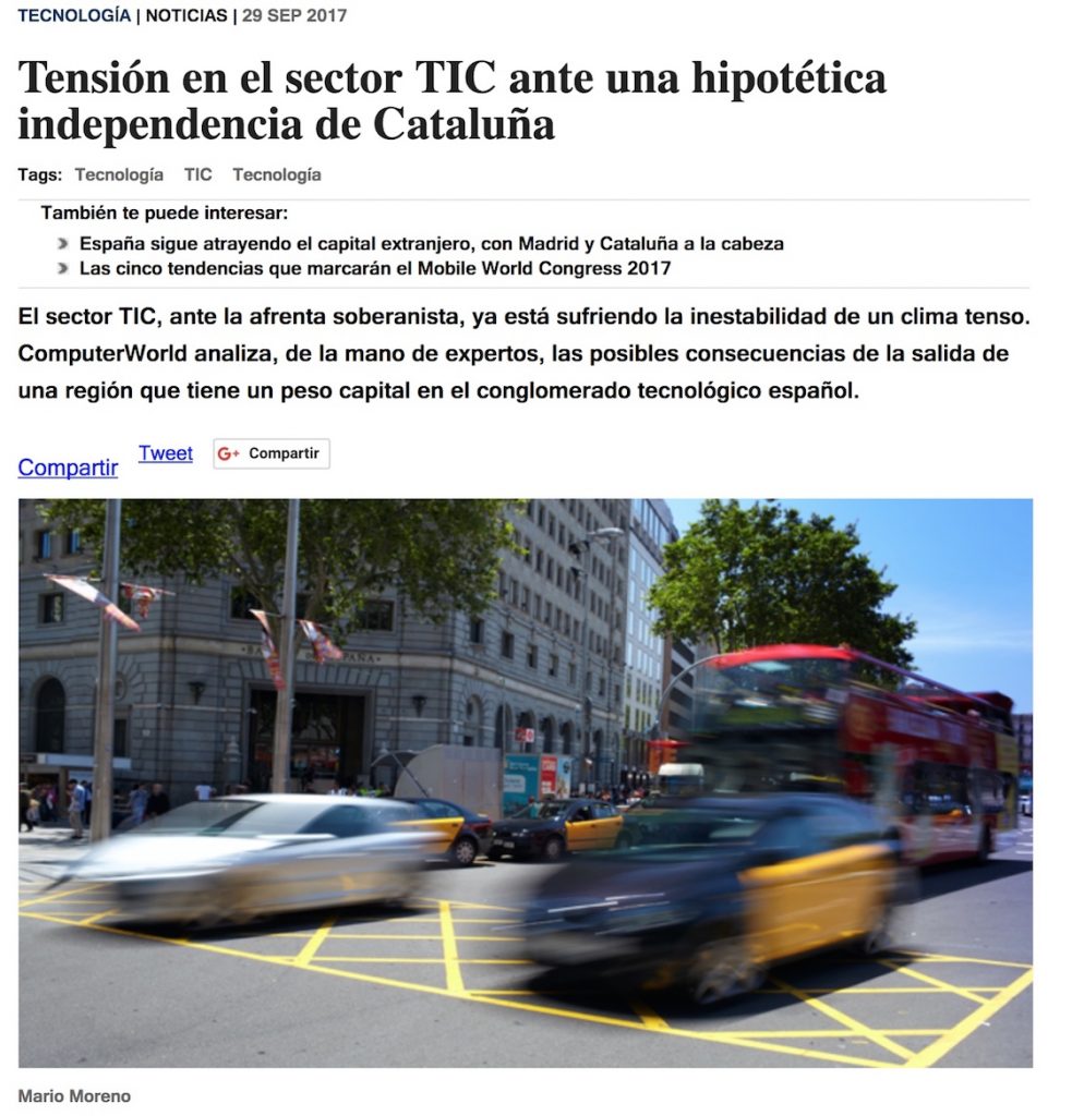 Tensión en el sector TIC ante una hipotética independencia de Cataluña - Computer World
